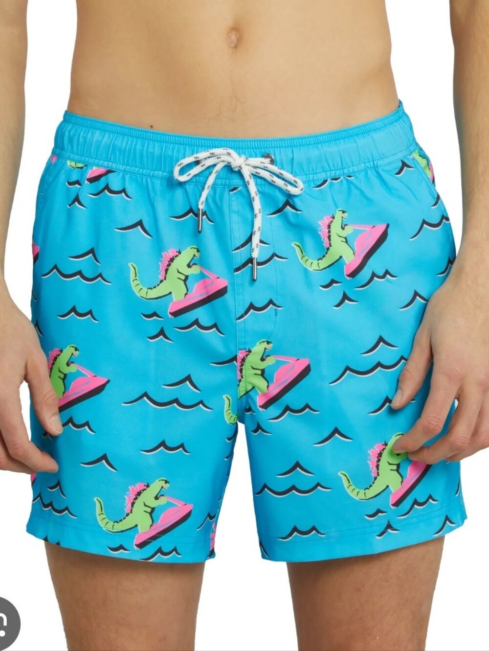 Party Pants Dino Ripper Party Starter Shorts- BLUE Large Pockets Swim Trunks